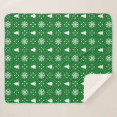 Festive Dark Green White-kerstpatroon Sherpa Deken (Voorkant (horizontaal))