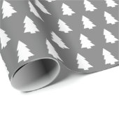 Festive Dark Grey White-kerstboompatroon Cadeaupapier (Rol Hoek)