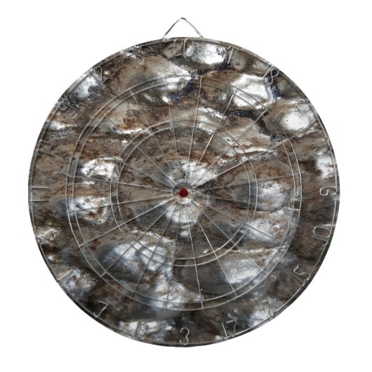 Festive Dark Silver Metallic Abstracte Kunst Dartbord (Voorkant)