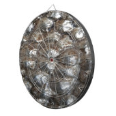 Festive Dark Silver Metallic Abstracte Kunst Dartbord (Voorkant Rechts)