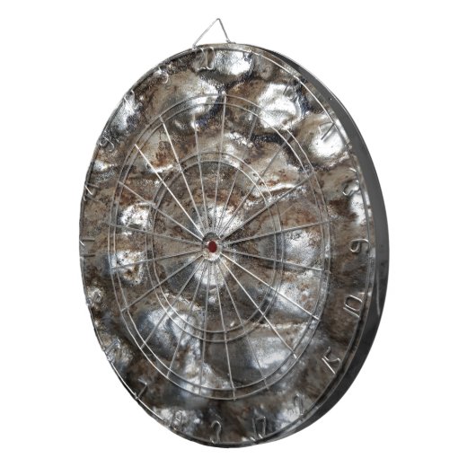 Festive Dark Silver Metallic Abstracte Kunst Dartbord (Voorkant Rechts)
