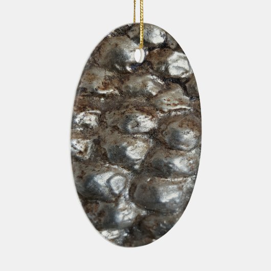 Festive Dark Silver Metallic Abstracte Kunst Keramisch Ornament (Rechts)