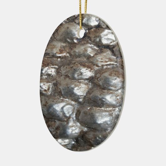 Festive Dark Silver Metallic Abstracte Kunst Keramisch Ornament (Links)