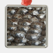 Festive Dark Silver Metallic Abstracte Kunst Metalen Ornament (Voorkant)