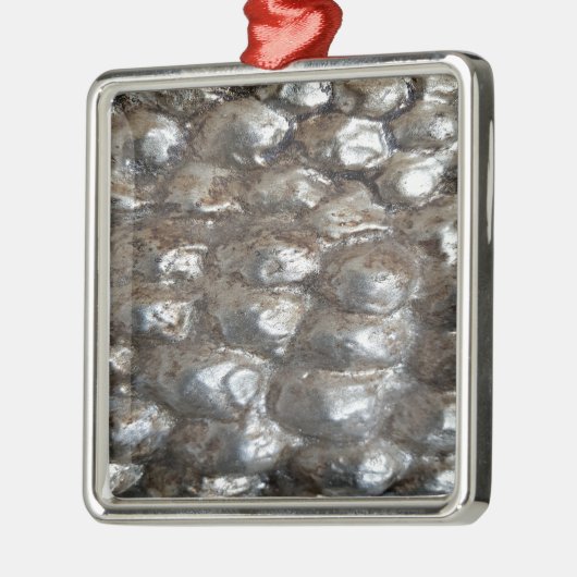 Festive Dark Silver Metallic Abstracte Kunst Metalen Ornament (Links)