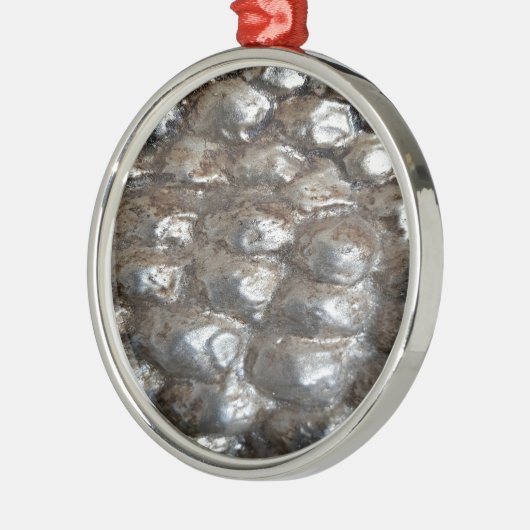 Festive Dark Silver Metallic Abstracte Kunst Metalen Ornament (Links)