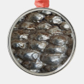 Festive Dark Silver Metallic Abstracte Kunst Metalen Ornament (Voorkant)