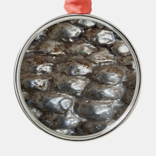 Festive Dark Silver Metallic Abstracte Kunst Metalen Ornament (Voorkant)