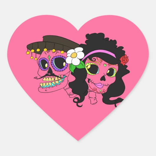 Festive Day of the Dead Art Hart Sticker (Voorkant)