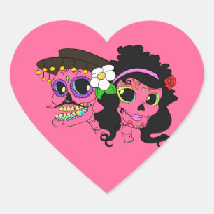 Festive Day of the Dead Art Hart Sticker