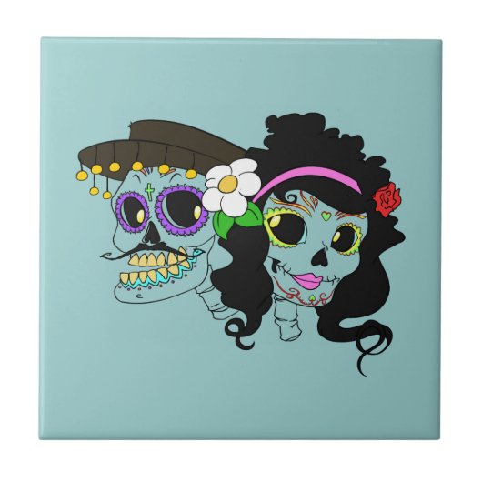 Festive Day of the Dead Art Tegeltje (Voorkant)