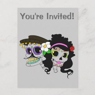 Festive Day of the Dead Art Uitnodiging Briefkaart