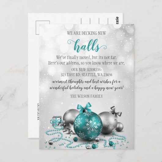 Festive Decing the New Halls Moving Announge Briefkaart (Voorkant / Achterkant)