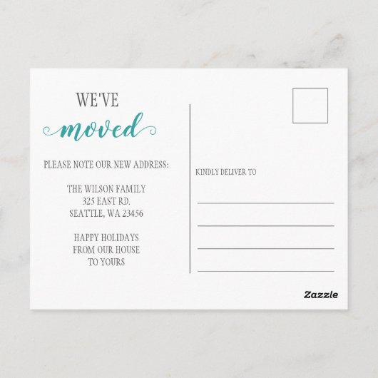 Festive Decing the New Halls Moving Announge Briefkaart (Achterkant)