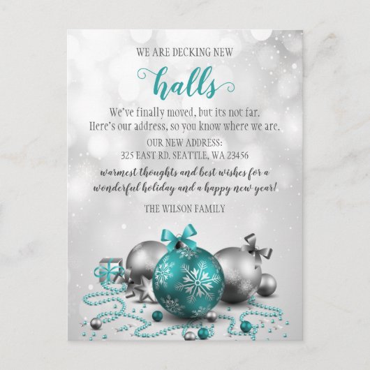 Festive Decing the New Halls Moving Announge Briefkaart (Voorkant)
