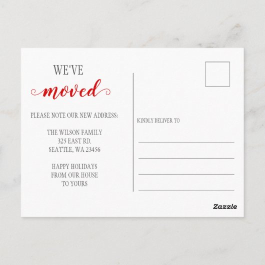 Festive Decing the New Halls Moving Announge Briefkaart (Achterkant)