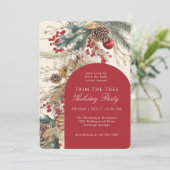 Festive Deck the Halls Tree Trimming Party Kaart (Staand voorkant)