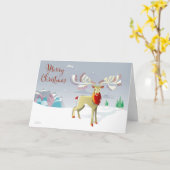 Festive Deer kerstkaart met bericht Kaart (Gele Bloem)