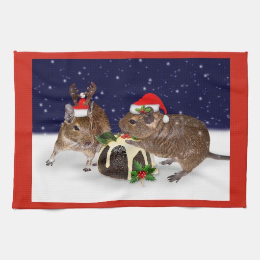 Festive Degus Kitchen Towel Theedoek (Horizontaal)