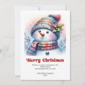 Festive digital Christmas snowman kids greeting Feestdagenkaart (Voorkant)