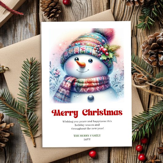 Festive digital Christmas snowman kids greeting Feestdagenkaart