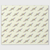 Festive Dinosaur Pterodactyl Colorful Cadeaupapier (Vlak)