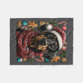 Festive Doberman With Santa Hat Snowy Winter Chris Fleece Deken (Voorkant (Horizontaal))