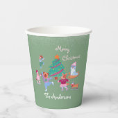 Festive Dog Ice Skating Name Pistachio Green Xmas Papieren Bekers (Voorkant)