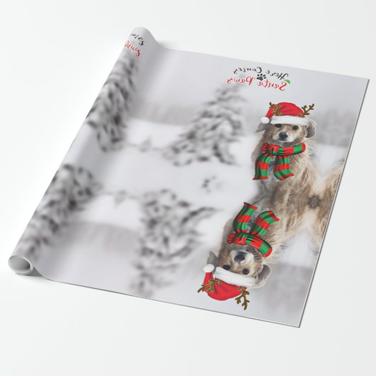 Festive Dog kerstinpakpapier Cadeaupapier (Uitgerold)