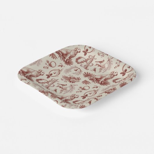 Festive Dog Lover Letter A Christmas Plates Papieren Bordje (Gebogen)