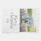 Festive Dog Pet Photo Stars Merry Kerstmis Theedoek (Horizontaal)