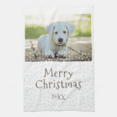 Festive Dog Pet Photo Stars Merry Kerstmis Theedoek (Verticaal)