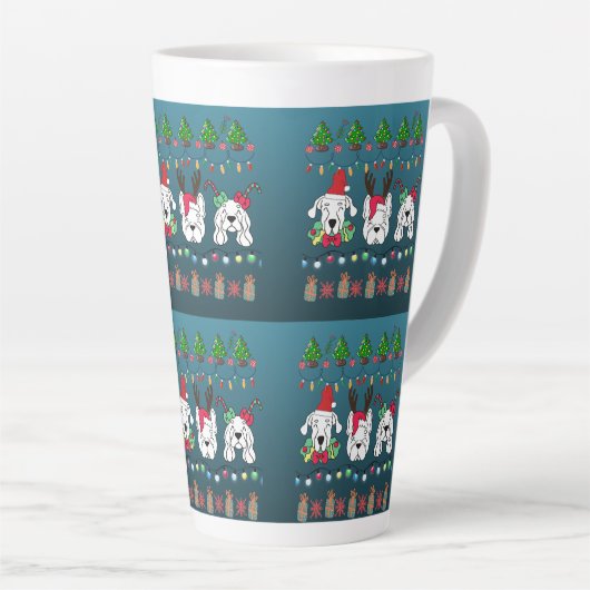 Festive dogs Christmas pattern - cute hoiiday dogs Latte Mok (Rechterhoek)