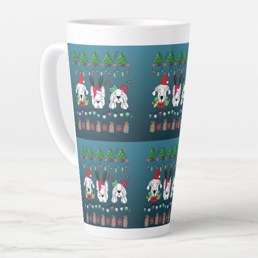 Festive dogs Christmas pattern - cute hoiiday dogs Latte Mok (Linkerhoek)