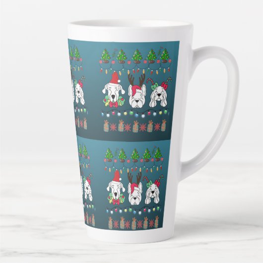 Festive dogs Christmas pattern - cute hoiiday dogs Latte Mok (Rechts)