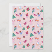 Festive Dogs Ice Skating Navy Blue Christmas Party Kaart (Achterkant)