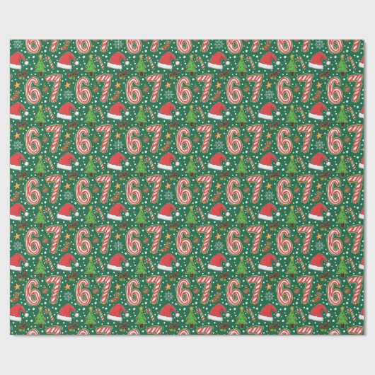 Festive Doodle 6-7 Meme Christmas Cadeaupapier (Vlak)