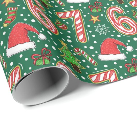 Festive Doodle 6-7 Meme Christmas Cadeaupapier (Rol Hoek)