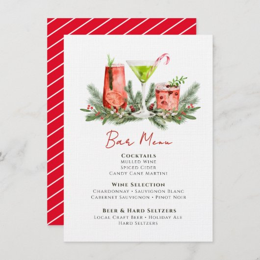 Festive Drinks Christmas Cocktails Holiday Bar Menu (Voorkant / Achterkant)