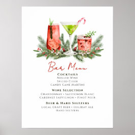 Festive Drinks Christmas Cocktails Party Bar Menu Poster