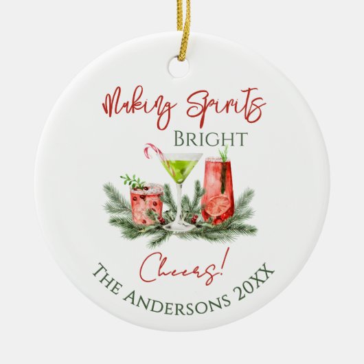 Festive Drinks Making Spirits Bright Christmas Keramisch Ornament (Voorkant)
