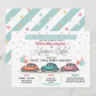 Festive Drive by Baby shower Parade Invitation Kaart