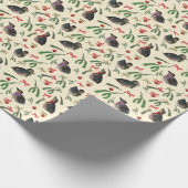 Festive Ducklings met Ornamenten kerstfeestdag Cadeaupapier (Hoek)