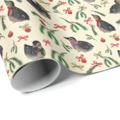 Festive Ducklings met Ornamenten kerstfeestdag Cadeaupapier (Rol Hoek)
