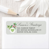 Festive Dusty Green Return Address Holiday Etiket (Insitu)