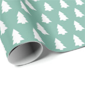 Festive Dusty Jade White-kerstboompatroon Cadeaupapier (Rol Hoek)