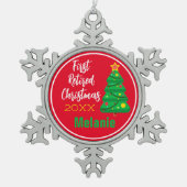 Festive, Eerste kerstversiering in ruste Tin Sneeuwvlok Ornament (Voorkant)