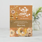 Festive Eid Mubarak Card - Autumn Flowers Feestdagenkaart (Staand voorkant)