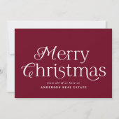 Festive Elegance Burgundy Merry kerst Business Feestdagenkaart (Voorkant)