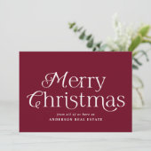 Festive Elegance Burgundy Merry kerst Business Feestdagenkaart (Staand voorkant)